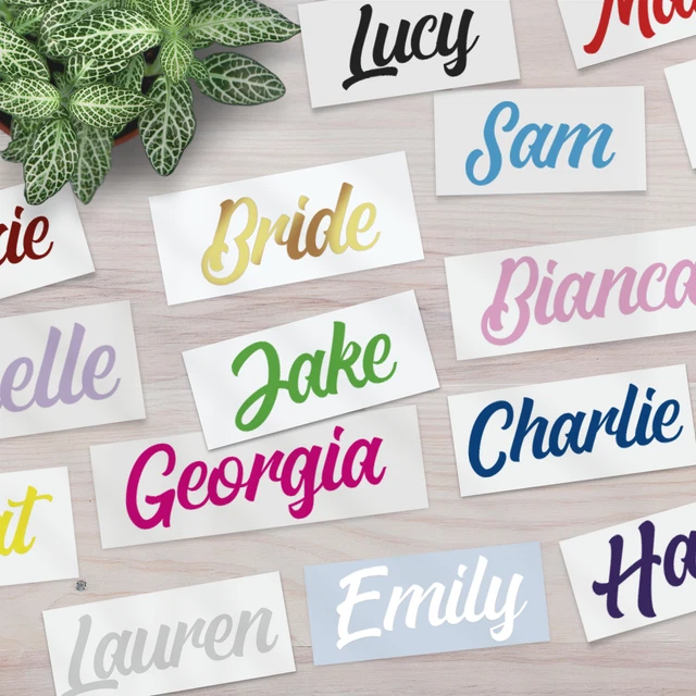 PERSONALISED VINYL NAME Stickers Custom Decal Wedding School Water ...