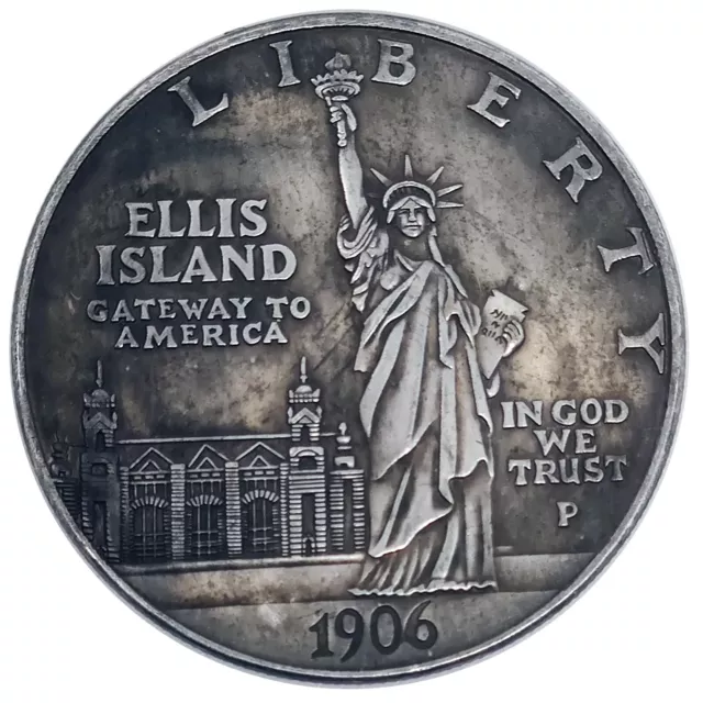 Moneta copia 1 dollaro Stati Uniti 1906 Ellis Island Statua Libertà 38.00mm