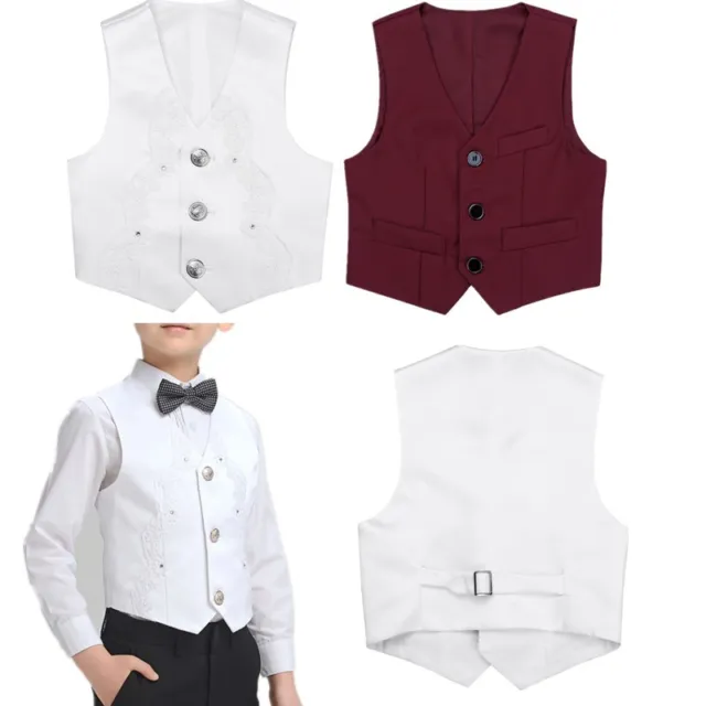 Kids Boys Waistcoat Formal Wedding Suit Pageboy Promwear Christening Lapel 2-14Y 5