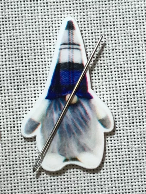 Tartan boy gnome needle minder, Corner Cover fridge magnet