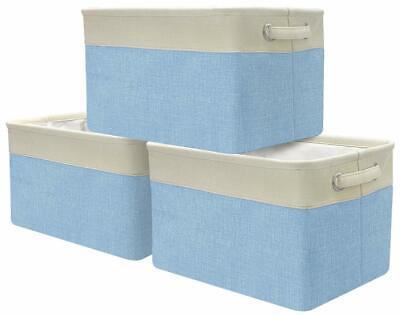 Large Storage Basket Set Rectangular Fabric Collapsible Organizer Bin Box 3-Pack