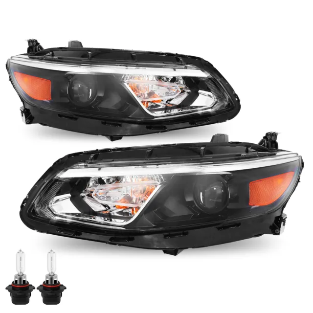 Headlights For 2016-2018 Chevy Malibu Halogen Projector Driver+Passenger Side