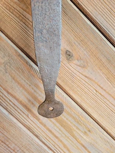 19c Antique Hand Wrought Forged Iron Barn Door Strap Hinges 23 1/4" 6