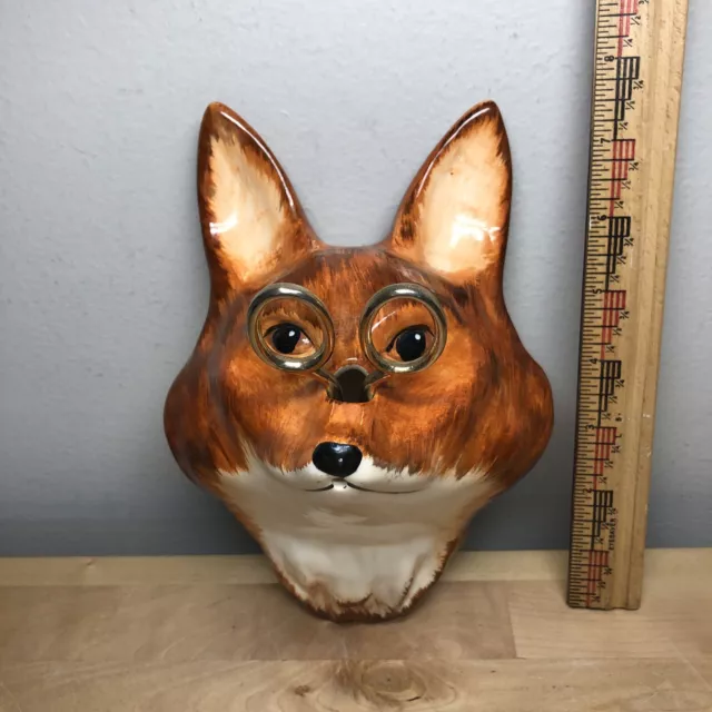 BABBACOMBE Pottery Wall Mount Porcelain Fox Head String & Scissor Holder