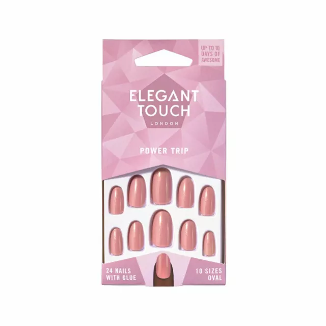 Elegant Touch 'Power Trip' Oval Shape Medium False Nails 24 Pack w/ Glue