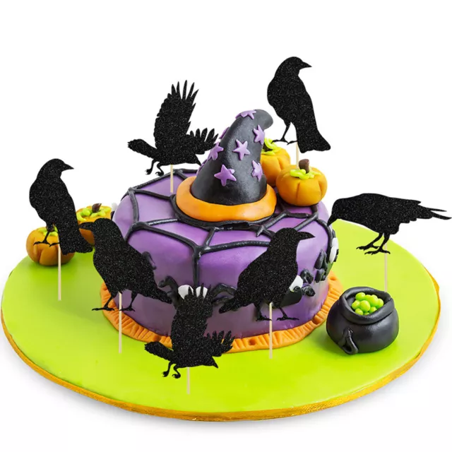 Party Decorations for Women 12PCS Halloween Crow Cake Insert Holiday Party