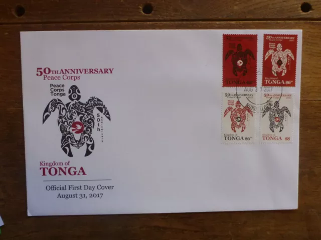 TONGA 2017 50th ANNIV PEACE CORPS SET 4 STAMPS FDC FIRST DAY COVER