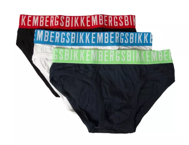 BIKKEMBERGS men's briefs 3-piece pack visible elastic underpants stretch cotton
