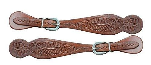 Showman Ladies Leather Floral Tooled Spur Straps