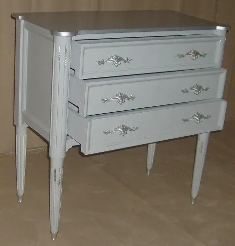 Grey with Silver Hand Painted Chest in Louis XVI Style