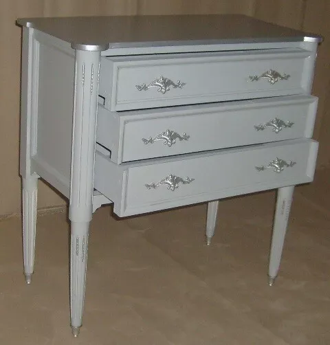 Grey with Silver Hand Painted Chest in Louis XVI Style