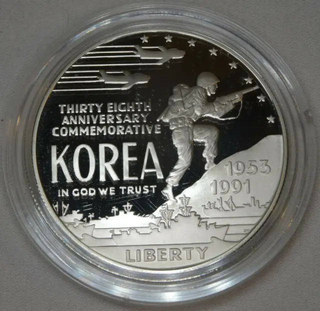 1991-P Korea War Proof Silver Dollar US Mint Commemorative $1 Capsule Only