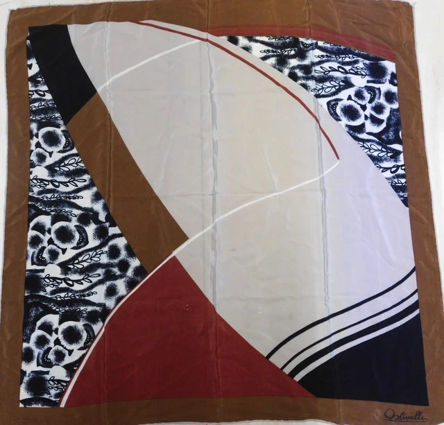 Foulard En Soie 100% Pure Vintage - Années 80 - Dimensions 72x78cm - Femme - Occasion Très Bon État