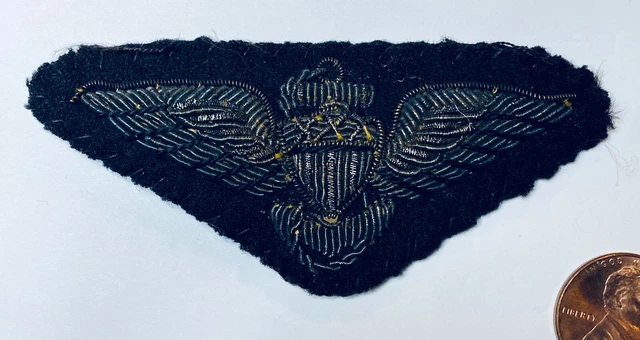 Vintage WW2 US Navy Naval Aviator Gold Bullion Pilot's Wing Patch for Uniform