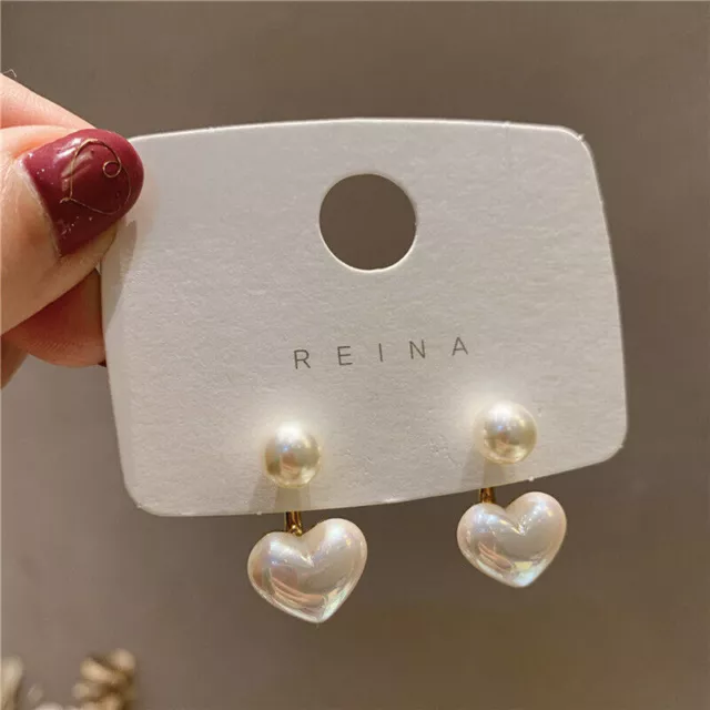 Cute 925 Silver Heart Shape Stud Drop Earrings Women's Wedding Gift Jewelry