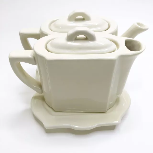 Restoration Hardware French Inspired Tea for Two 3 Pc Set Teapots And Tray A124