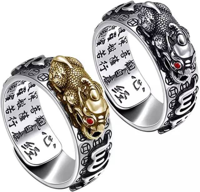 FENG SHUI PIXIU Mantra Vintage Ring and Copper Bracelet Adjustable for ...