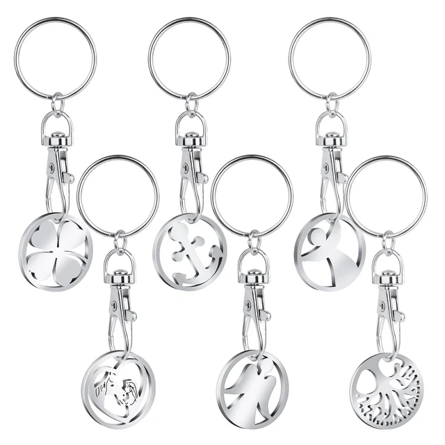Gadpiparty - 6 Pièces Jetons De Caddie Métal Avec Porte-Clés | Déco Pratique Pour Courses | Accessoire Supermarket | Alliage Zinc