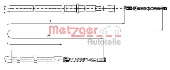 METZGER (10.7503) Handbremsseil, Handbremszug hinten, rechts, links für AUDI