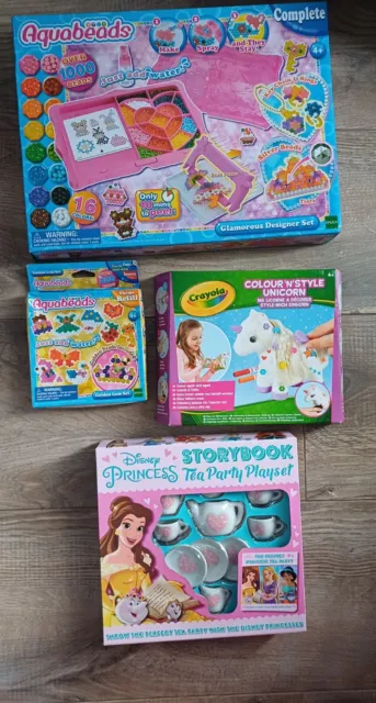 Toy Craft Bundle Aquabeads, Colour N Style Unicorn, Tea Party Playset,  NEW