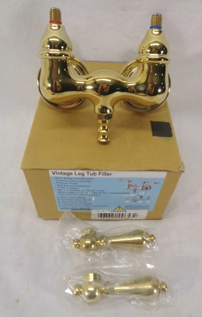 Kingston Brass CC31T2 Vintage 3-3/8″ Wall Mount Tub Filler, Polished Brass
