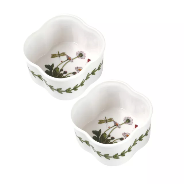 Portmeirion Botanic Garden Set of 2 Scalloped-Shaped Porcelain Ramekins (Daisy)