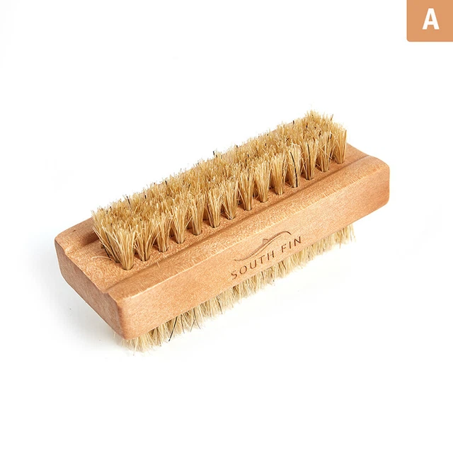 Wooden Nail Brush Scrubbing Finger Toe Washing Up Double Sided Bristles Squar ba