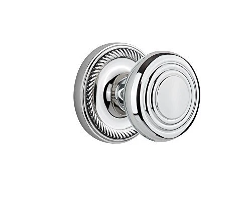 Nostalgic Warehouse Rope Rosette with Deco Knob, Privacy - 2.75", Bright Chrome