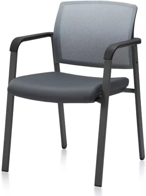 Mesh Back Stacking Arm Chairs with Upholstered Fabric Seat and Ergonomic Lumber