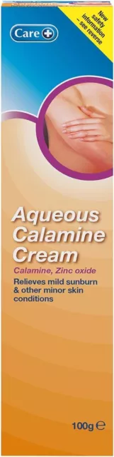 Care Aqueous Calamine Cream 100, Relieves Mild Sunburn and other Minor Skin Cond