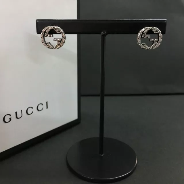 GUCCI Arabesque Interlocking G Silver 925 Pierced Earrings/4X1413