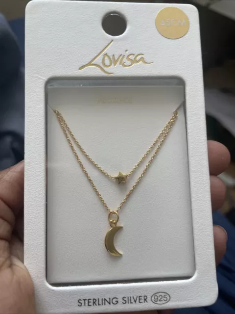 LOVISA GOLD PLATED Sterling Silver Moon&Star Necklace & Ring, Lightning  Necklace £34.99 - PicClick UK