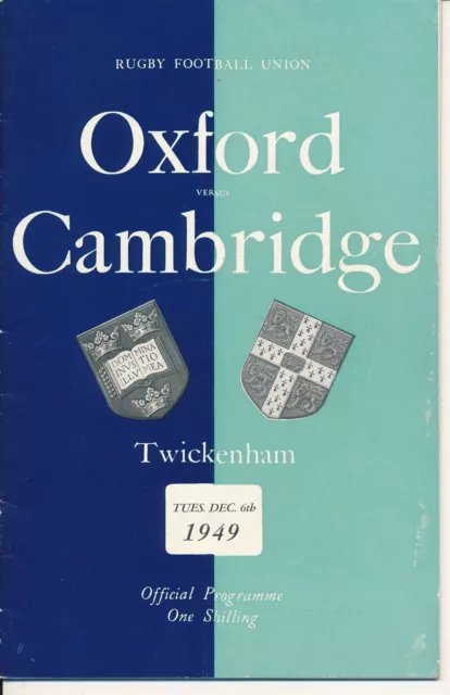 RUGBY UNION PROGRAMME - Oxford v Cambridge (@ Twickenham) 1949