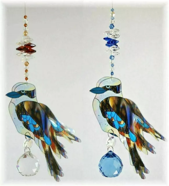 Kookaburra / Bird Crystal Suncatcher Gift, window hanging rainbow suncatchers