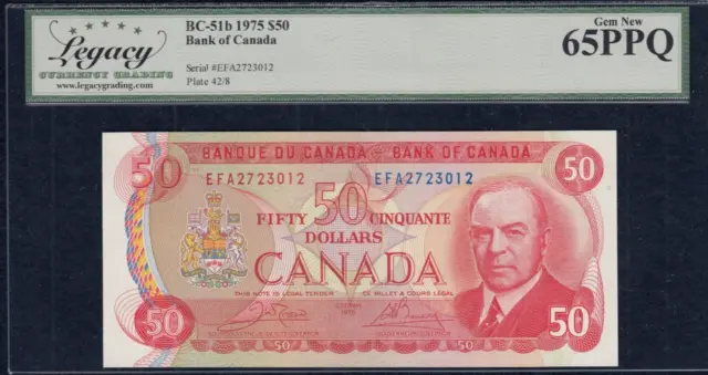 1975 Bank Of Canada $50 BC-51b Legacy GEM New 65PPQ SN:EFA2723012