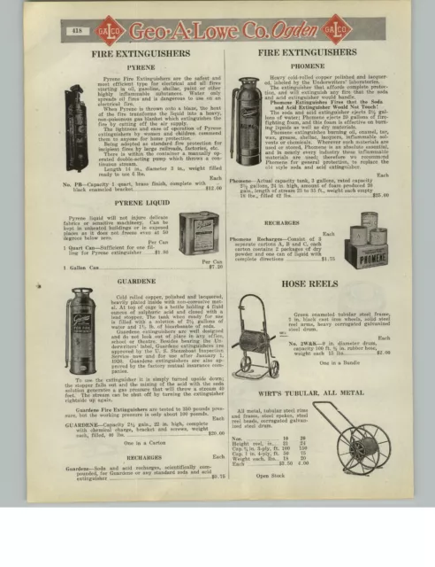 1925 PAPER AD Pyrene Phomene Guardene Fire Extinguisher