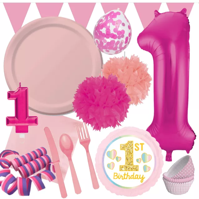 1. GEBURTSTAG MÄDCHEN - Geschirr Deko Erster Kindergeburtstag Birthday GIrl Set