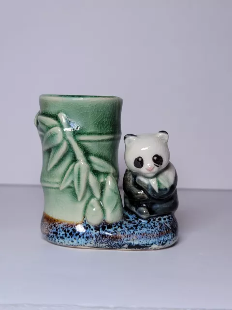 Vintage ceramic Panda toothpick holder/ pen/ pencil holder