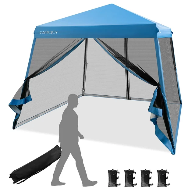 3x3m Pop Up Gartenpavillon Partyzelt mit Moskitonetz&Tasche Faltbar Pagodenzelt