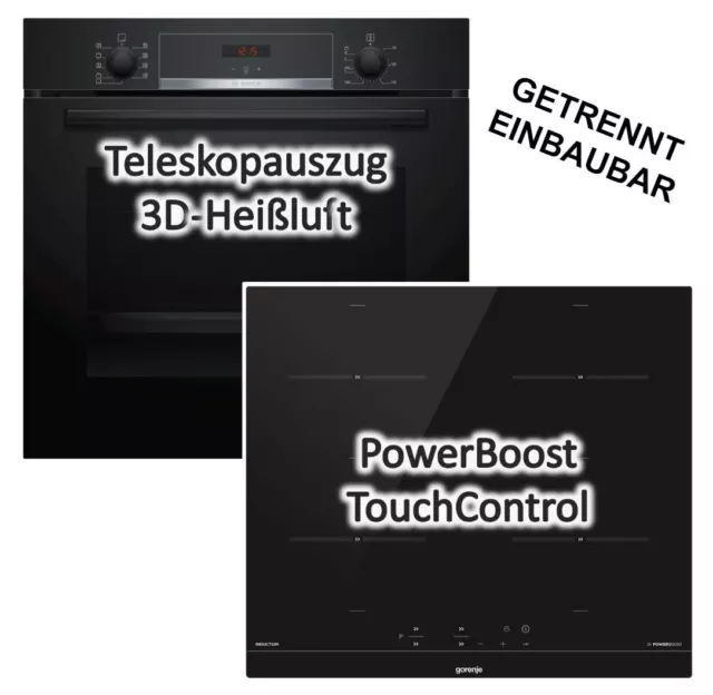 Herdset Bosch Backofen EcoClean mit Gorenje Induktionskochfeld autark 60 cm NEU