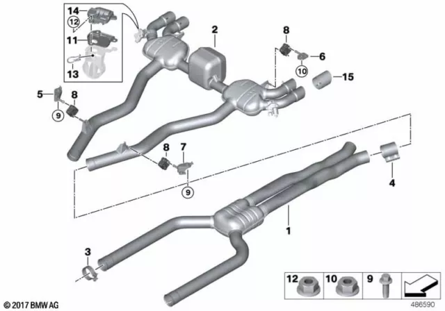 BMW Genuine Rear Left Passenger Side NS Exhaust Silencer Bracket 18308582060