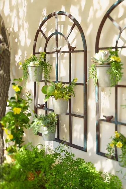 black PROVINCIAL FRENCH classical orangerie arched wall planter decor art  NEW