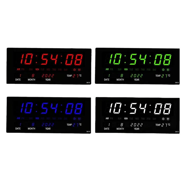 LED DIGITAL WALL Clock Large Screen Time Temperature Calendar Display Clock N ;, 57.32