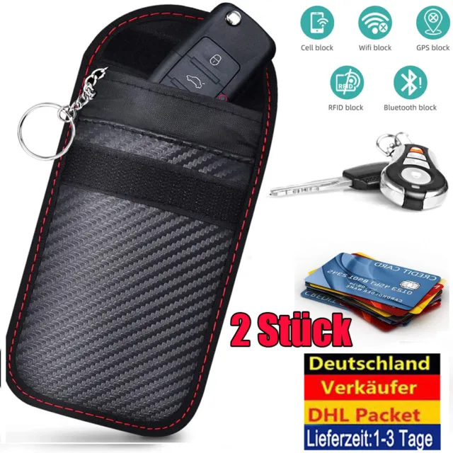 2 Stück Autoschlüssel Keyless Go Schutz Schlüssel Tasche Etui Hülle Bag DHL