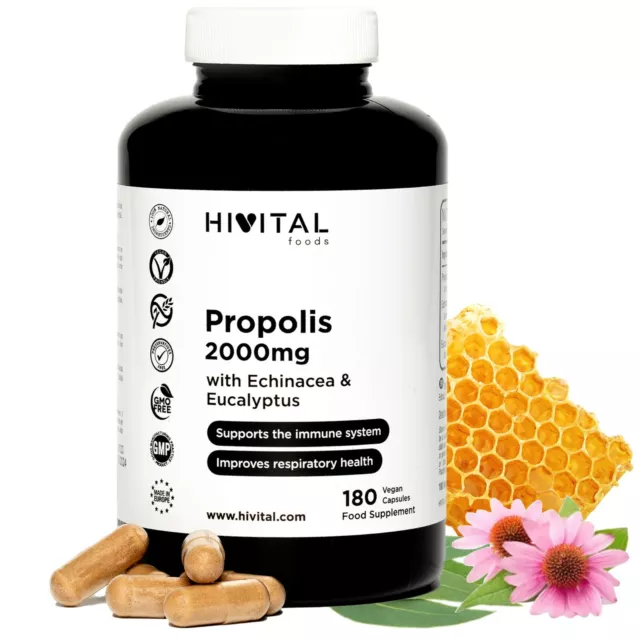 Propolis 2000 mg. 180 cápsulas veganas para 6 meses de tratamiento. De HIVITAL