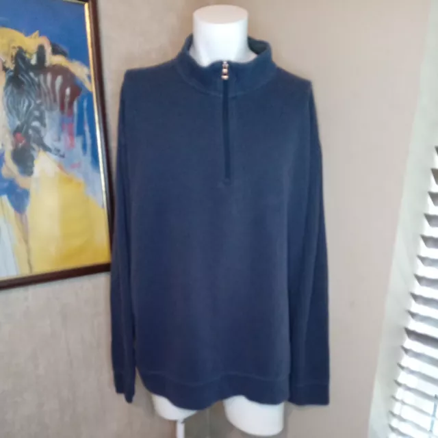Polo Ralph Lauren 1/4 Zip Blue Cotton Sweatshirt Pullover Jumper Size 3XL Men's