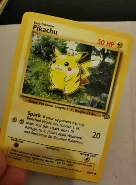 Rare Pokemon Pikachu Red Cheeks Card Jungle Set 60/64 WOTC NEAR MINT - PSA