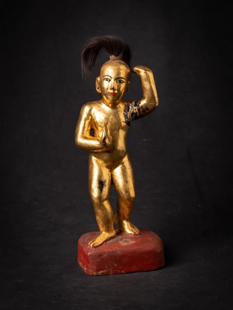 Antique wooden Burmese Nat statue from Burma, 19th century
