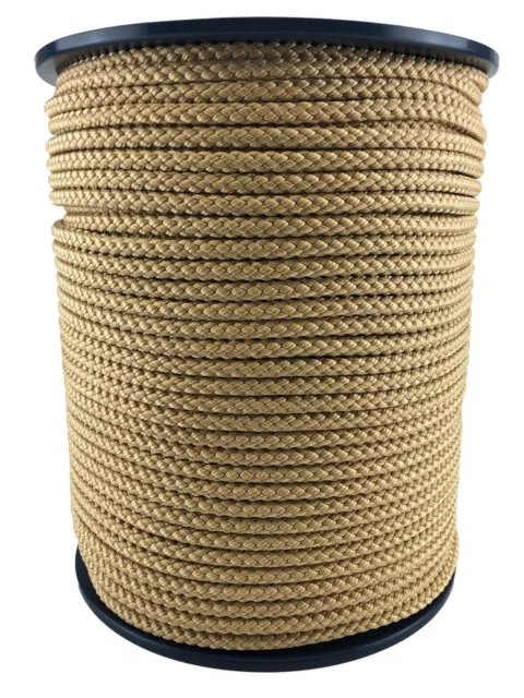 Corde en polypropylène tressé beige 12 mm x 150 mètres, cordon de serrage paracorde camping