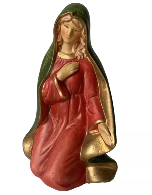 Hand painted porcelain kneeling Virgin Mary 5" tall nativity piece matte finish